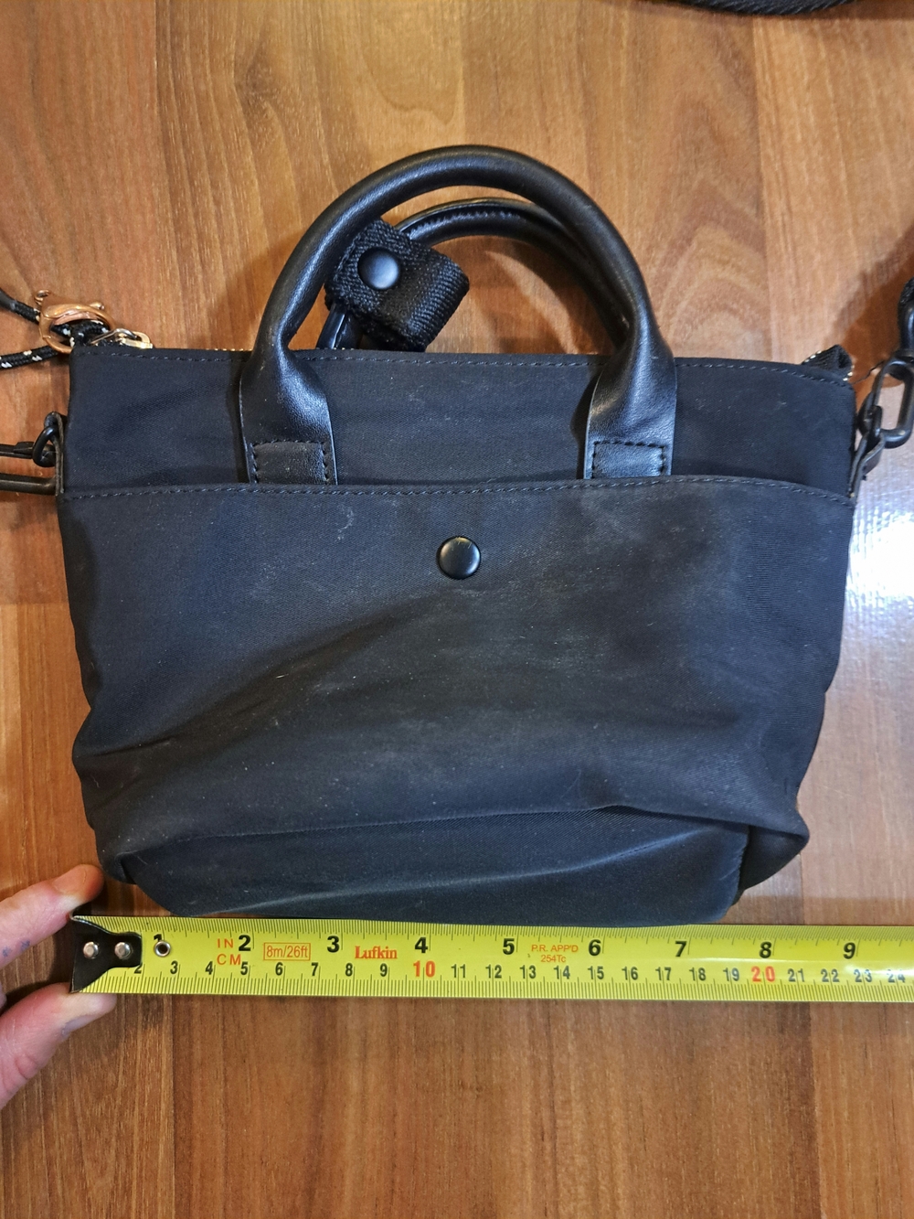 Black Mini Crossbody Tote with Top Handles - Picture 3 of 7